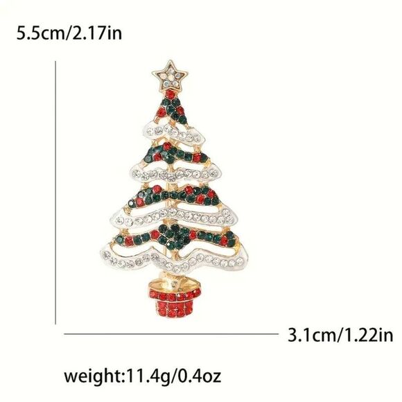 Sparkling Christmas Tree - Elegant Brooch with Rhinestones - Picture 2 of 3